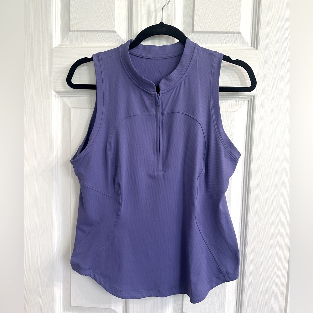 Lululemon front zip mock neck tennis tank top - purple - size 8